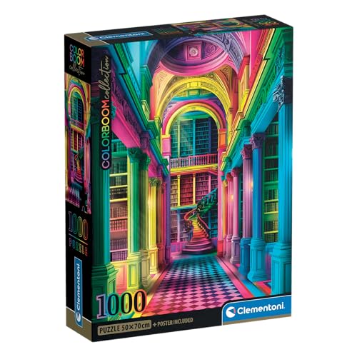 Clementoni Puzzle Colorboom Athenaeum 1000 Stücke, Compact Box - Puzzle für Erwachsene 14-99 Jahre, Geschenk für Mann und Frau, Made in Italy, 37062 von Clementoni