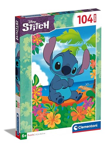 Disney Stitch Puzzle mit 104 Super-Teilen für Kinder ab 6 Jahren, buntes Kinderpuzzle mit besonderer Leuchtkraft, 27572 von Clementoni von Clementoni