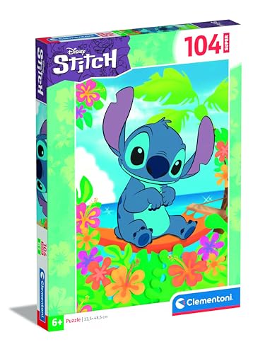 Disney Stitch Puzzle mit 104 Super-Teilen für Kinder ab 6 Jahren, buntes Kinderpuzzle mit besonderer Leuchtkraft, 27572 von Clementoni von Clementoni