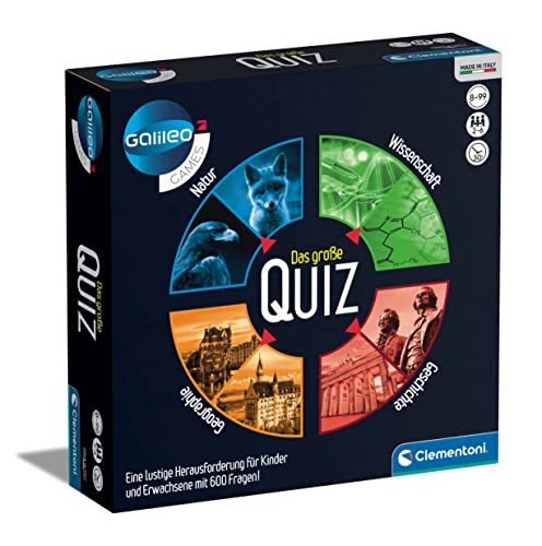 Clementoni Galileo Games – Das große Quiz, Brettspiel mit Wissensfragen, Quizspiel zu Geografie, Geschichte, Wissenschaften & Technik, Familienspiel für Kinder ab 8 Jahren von Clementoni 59301 von Clementoni