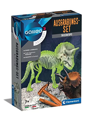 Clementoni 59273 Galileo Discovery – Ausgrabungs-Set Triceratops, spannendes Spielzeug für Kinder, Ausgraben von Dinosaurier-Fossilien, für kleine Forscher ab 7 Jahren von Clementoni