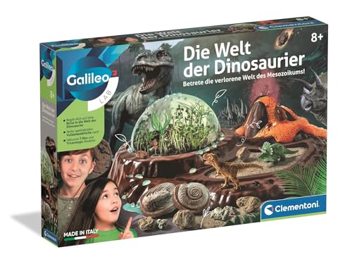 Galileo Lab Die Welt der Dinosaurier - Terrarium für botanische Experimente mit T-Rex, Triceratops, Vulkan & Fossilien - 59450 von Clementoni von Clementoni