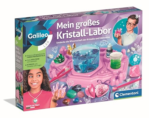 Galileo Lab Mein großes Kristall-Labor - DIY Experimentierset zur Herstellung riesiger Kristalle & Edelsteine - Für Kinder ab 8 Jahren - 59458 von Clementoni von Clementoni