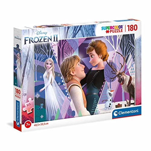 Clementoni 29309 Supercolor Frozen 2 – Puzzle 180 Teile ab 7 Jahren, buntes Kinderpuzzle mit besonderer Leuchtkraft & Farbintensität, Geschicklichkeitsspiel für Kinder von Clementoni