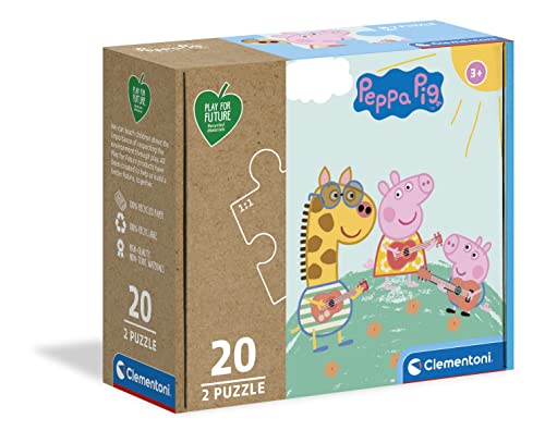 Clementoni 24783 Play for Future Peppa Pig – Puzzle 2 x 20 Teile ab 3 Jahren, 2 Kinderpuzzle aus recyceltem & recycelbarem Material, Denkspiel für Kinder von Clementoni