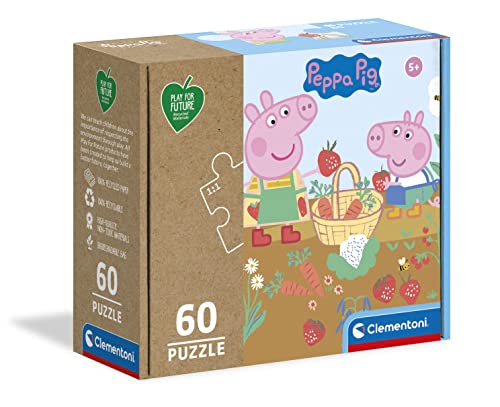 Clementoni 26103 Play for Future Peppa Pig – Puzzle 60 Teile ab 5 Jahren, Kinderpuzzle aus recyceltem & recycelbarem Material, Denkspiel für Kinder von Clementoni