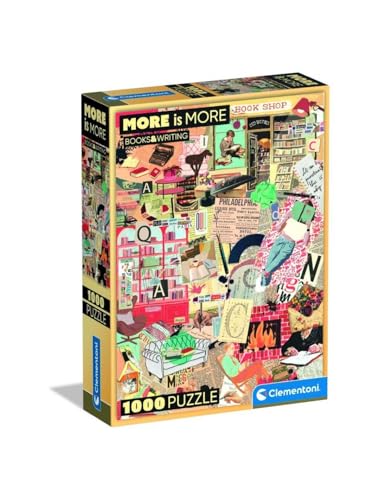 Clementoni Puzzle More is More Books&Writing 1000 Stücke, Compact Box - Puzzle für Erwachsene 14-99 Jahre, Geschenk für Mann und Frau, Made in Italy, 37074 von Clementoni