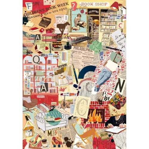 Clementoni Puzzle More is More Books&Writing 1000 Stücke, Compact Box - Puzzle für Erwachsene 14-99 Jahre, Geschenk für Mann und Frau, Made in Italy, 37074 von Clementoni