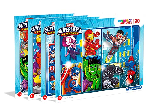 Clementoni 22703 Rahmenpuzzle Superhero – Puzzle 30 Teile ab 3 Jahren, buntes Kinderpuzzle mit Rahmen und großen Puzzleteilen, Geschicklichkeitsspiel für Kinder von Clementoni