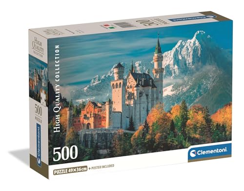 Clementoni Puzzle Collection - Neuschwanstein Castle 500 Stücke, Compact Box - Puzzle für Erwachsene 14-99 Jahre, Geschenk für Mann und Frau, Landschaft, Germany, Made in Italy, 35589 von Clementoni