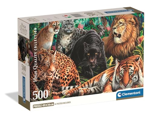 Clementoni Puzzle Collection - Wild Cats 500 Stücke, Compact Box - Puzzle für Erwachsene 14-99 Jahre, Geschenk für Mann und Frau, Made in Italy, 35584 von Clementoni