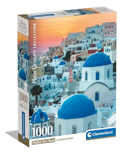 Puzzle 1000 Teile + Poster: Santorin von Clementoni