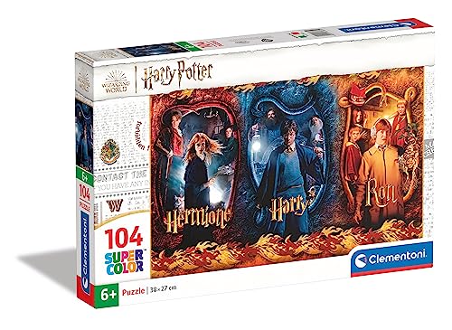 Clementoni 61885 Supercolor Harry Potter – Puzzle 104 Teile ab 6 Jahren, buntes Kinderpuzzle mit besonderer Leuchtkraft & Farbintensität, Geschicklichkeitsspiel für Kinder von Clementoni