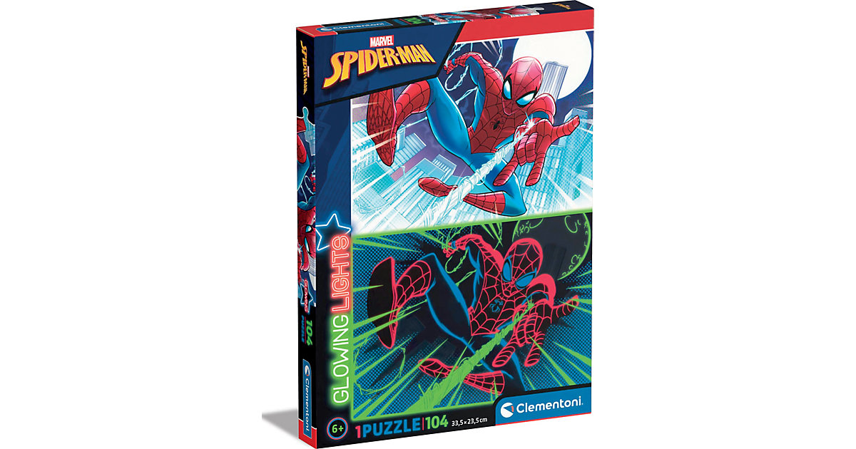 Puzzle 104 Teile, Glowing Lights - Spiderman von Clementoni
