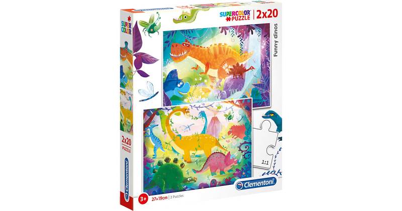 Puzzle 2x20 Teile - Funny Dinos von Clementoni