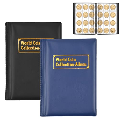 Cleminsta 2 Stück Münzalbum, Leder Alben Sammelalbum, Münzen Album, Transparent Münzen Sammelalbum, 240 Raster Münzen Sammelalbum, Buch Souvenir Münzsammlung, Euro Sammelalbum, Dunkelblau & Schwarz Cleminsta 2 Stück Münzalbum, Leder Alben Sammelalbum, Münzen Album, Transparent Münzen Sammelalbum, 240 Raster Münzen Sammelalbum, Buch Souvenir Münzsammlung, Euro Sammelalbum, Dunkelblau & Schwarz von Cleminsta