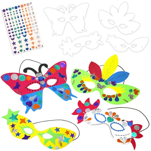 Cléopâtre CLEOPATRE - Set mit 4 Masken zum Dekorieren mit 115 glänzenden holografischen Aufklebern - Kreative Freizeit für Kinder - Ideal für Karneval, Party, Geburtstag Cléopâtre CLEOPATRE - Set mit 4 Masken zum Dekorieren mit 115 glänzenden holografischen Aufklebern - Kreative Freizeit für Kinder - Ideal für Karneval, Party, Geburtstag von Cléopâtre