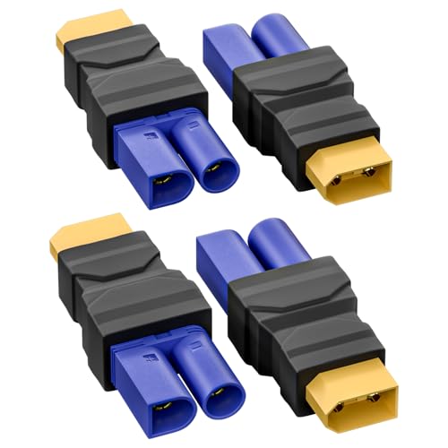 Cleqee XT60 Stecker auf EC5 Stecker Adapter Wireless Konverter 4 Stück für RC FPV Drohne Auto Lipo Akku Ladegerät ESC von Cleqee