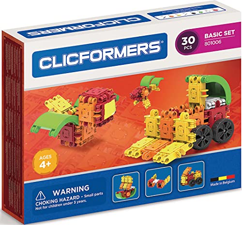 Clicformers Bausteine für Kinder ab 3 Jahre, kreatives Lernspielzeug im ​30 teiligen Basisset, Steckspiel für Jungen und Mädchen, pädagogisches Montessori Bauspielzeug, STEM-Spielzeug, von Clicformers