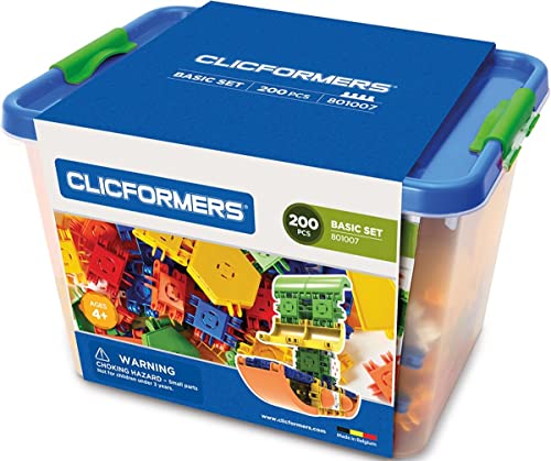 Clicformers Bausteine für Kinder ab 3 Jahre, kreatives Lernspielzeug im ​200 teiligen Basisset, Steckspiel für Jungen und Mädchen, pädagogisches Montessori Bauspielzeug, STEM-Spielzeug, von Clicformers