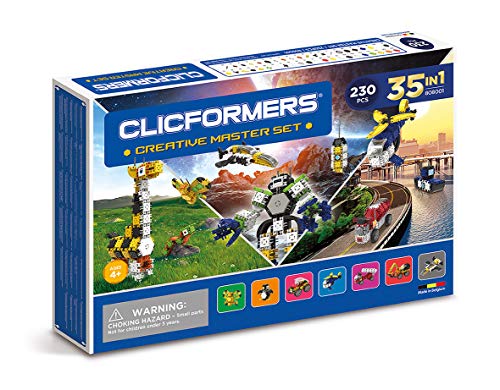 Clicformers Konstruktionsspielzeug für Kinder ab 3 Jahre, kreatives Lernspielzeug im 230 Teile Set, Bausteine für Mädchen und Jungen, Montessori STEM-Spielzeug mit 35in1 Figuren, von Clicformers