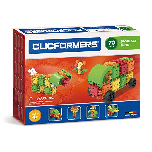 Clicformers Bausteine für Kinder ab 3 Jahre, kreatives Lernspielzeug im ​​70 teiligen Basisset, Steckspiel für Jungen und Mädchen, pädagogisches Montessori Bauspielzeug, STEM-Spielzeug, von Clicformers