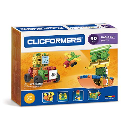 Clicformers Bausteine für Kinder ab 3 Jahre, kreatives Lernspielzeug im ​​90 teiligen Basisset, Steckspiel für Jungen und Mädchen, pädagogisches Montessori Bauspielzeug, STEM-Spielzeug, von Clicformers