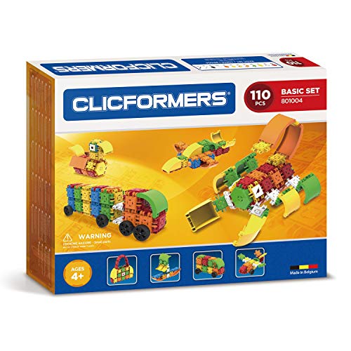 Clicformers Bausteine für Kinder ab 3 Jahre, kreatives Lernspielzeug im ​110 teiligen Basisset, Steckspiel für Jungen und Mädchen, pädagogisches Montessori Bauspielzeug, STEM-Spielzeug, von Clicformers