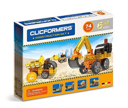 Clicformers Konstruktionsspielzeug für Kinder ab 3 Jahre, kreatives Lernspiel im 73 teiligen Set, Bausteine für Jungen und Mädchen, Montessori STEM-Spielzeug mit Feuerwehrautos, von Clicformers