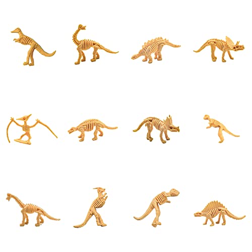 Clicitina 12-teilige Dinosaurier-Skelette, Verschiedene Dinosaurier-Spielzeugfiguren, Dino-, pädagogisches Geschenk für Wissenschaftsspiele, Dino-Sand-Party-Dekorationen MEr133 (A, One Size) von Clicitina