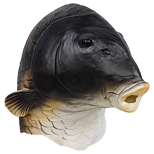 Clicitina Lustiger Goldfischkopf Fisch für Partys und Halloween, YtE140 (Schwarz, 24 x 18 x 2 cm) von Clicitina