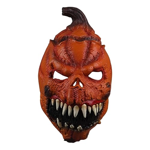 ZuX388 Halloween-Kürbis-Kopfbedeckung, realistisch, Latex, perfekt für eindringlich lustige Feiern, Orange, Einheitsgröße von Clicitina