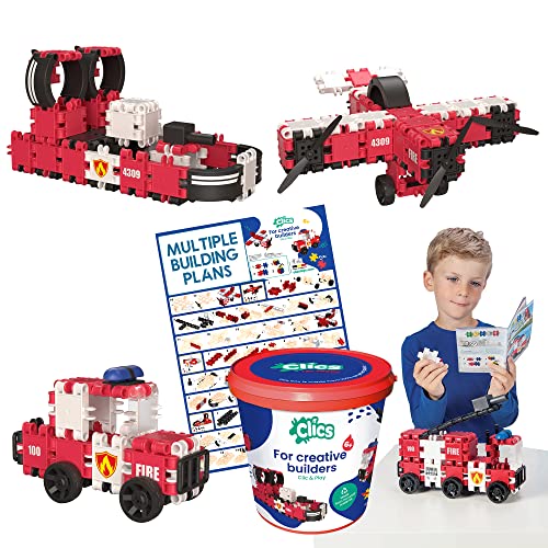 Clics Fire Edition- Konstruktionsspielzeug für Kinder ab 3 Jahre, kreatives Lernspielzeug im 127 Teile Set, Bausteine für Mädchen und Jungen, Montessori STEM-Spielzeug, Langlebige Spielzeug Clics Fire Edition- Konstruktionsspielzeug für Kinder ab 3 Jahre, kreatives Lernspielzeug im 127 Teile Set, Bausteine für Mädchen und Jungen, Montessori STEM-Spielzeug, Langlebige Spielzeug von Clics