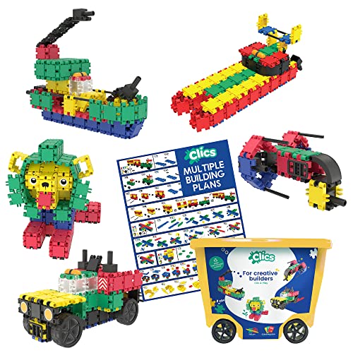 Clics Konstruktionsspielzeug für Kinder ab 3 Jahre, kreatives Lernspielzeug im 560 Teile Set, Bausteine für Mädchen und Jungen, Montessori STEM-Spielzeug, Langlebige Spielzeug aus recyceltem Material von Clics