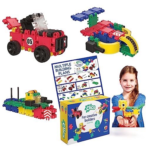 Clics Konstruktionsspielzeug für Kinder ab 3 Jahre, kreatives Lernspielzeug im 69 Teile Set, Bausteine für Mädchen und Jungen, Montessori STEM-Spielzeug, Langlebige Spielzeug aus recyceltem Material von Clics