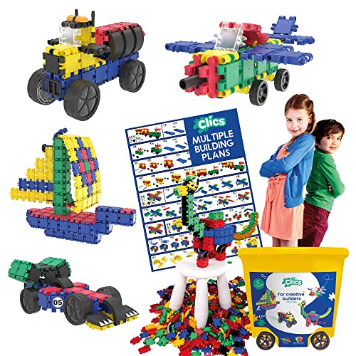 Clics Konstruktionsspielzeug für Kinder ab 3 Jahre, kreatives Lernspielzeug im 750 Teile Set, Bausteine für Mädchen und Jungen, Montessori STEM-Spielzeug, Langlebige Spielzeug aus recyceltem Material von Clics