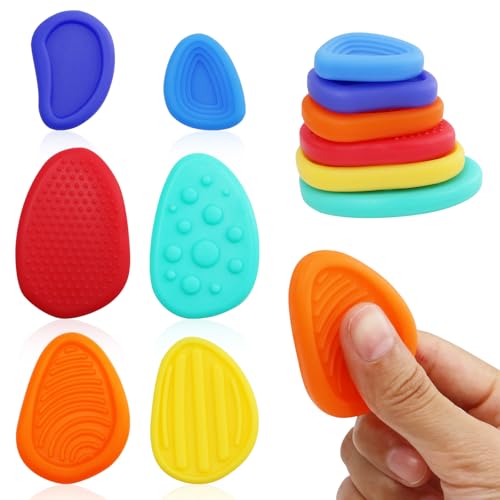 Sensory Fidget Toys, 6Pack texturierte Sorge Stein sensorische Spielzeug für Kinder mit Autismus, Angst Relief sensorische Spielzeug für Kinder und Erwachsene Sensory Fidget Toys, 6Pack texturierte Sorge Stein sensorische Spielzeug für Kinder mit Autismus, Angst Relief sensorische Spielzeug für Kinder und Erwachsene von Clnyrwcb