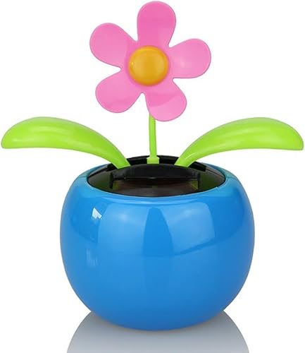Blaue Blume, solarbetriebenes Schreibtischspielzeug, tanzende Blume, Flip-Flop, Blätter, Auto-Display, Armaturenbrett, Spielzeug, Geschenk, Neuheit von Clockjuan