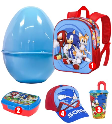 Clondo Sonic Osterei Spielzeug, Schale mit 4 Überraschungen, Kinder, hellblau von Clondo