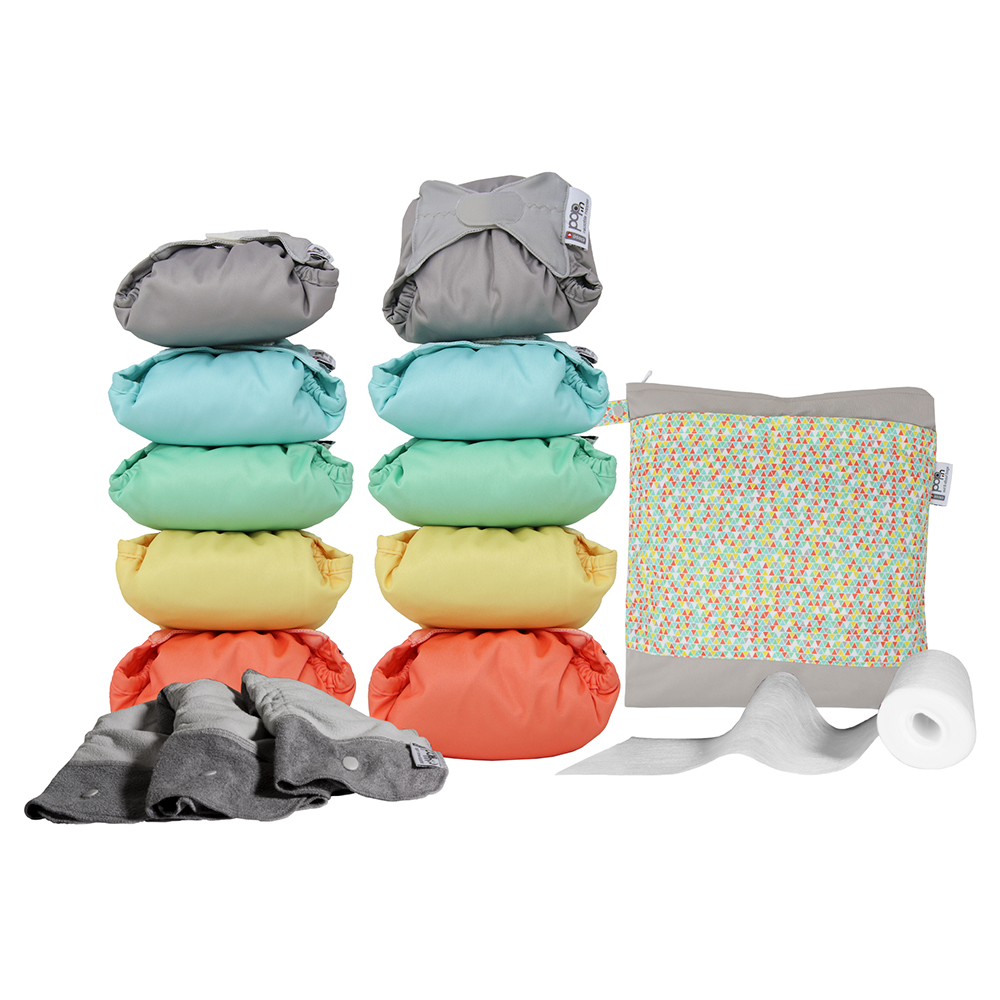 Pop-in V2 Sparpaket (Klett) (10 Stoffwindeln + Zubehör) - Pastell von Close Parent