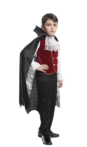 Cloud Kids Kinder Jungen Vampir Kostüm Dracula Costüme Halloween Cosplay für 4-12 Jahre Größe XL von Cloud Kids