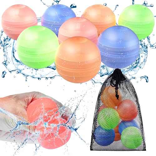 CloudValley Wiederverwendbare Wasserballons, 8 Stück, nicht magnetisch, selbstversiegelt, schnell befüllbar, Strandspielzeug mit Netzbeutel CloudValley Wiederverwendbare Wasserballons, 8 Stück, nicht magnetisch, selbstversiegelt, schnell befüllbar, Strandspielzeug mit Netzbeutel von CloudValley