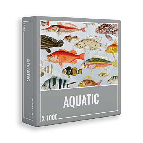 Aquatic - Meeresleben Puzzle 1000 Teile. Detailliertes Erwachsenenpuzzle mit Vintage Unterwasser-Illustrationen. von Cloudberries