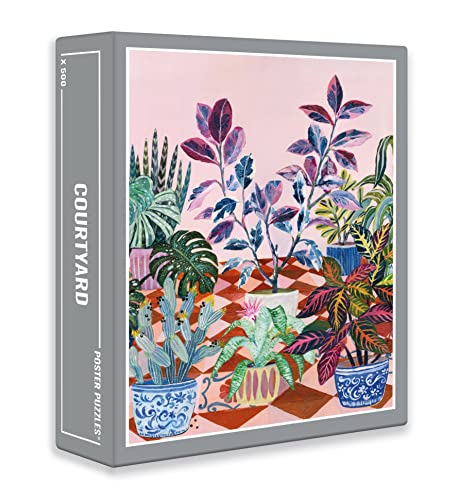 Cloudberries Courtyard Puzzle - Premium 500-teiliges Gartenpuzzle für Erwachsene mit wunderschön bemalten Zimmerpflanzen und Vasen. von Cloudberries