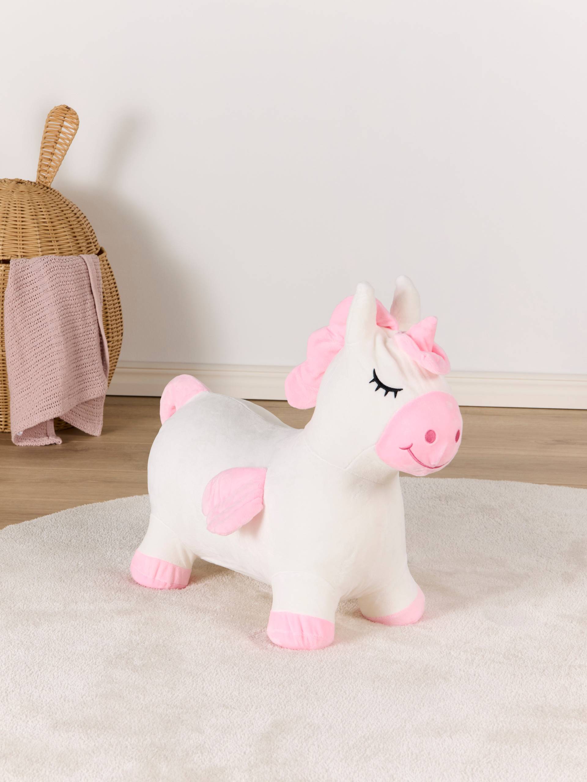 Cloudberry Castle Hüpftier Einhorn mit Plüschbezug, Weiß von Cloudberry Castle