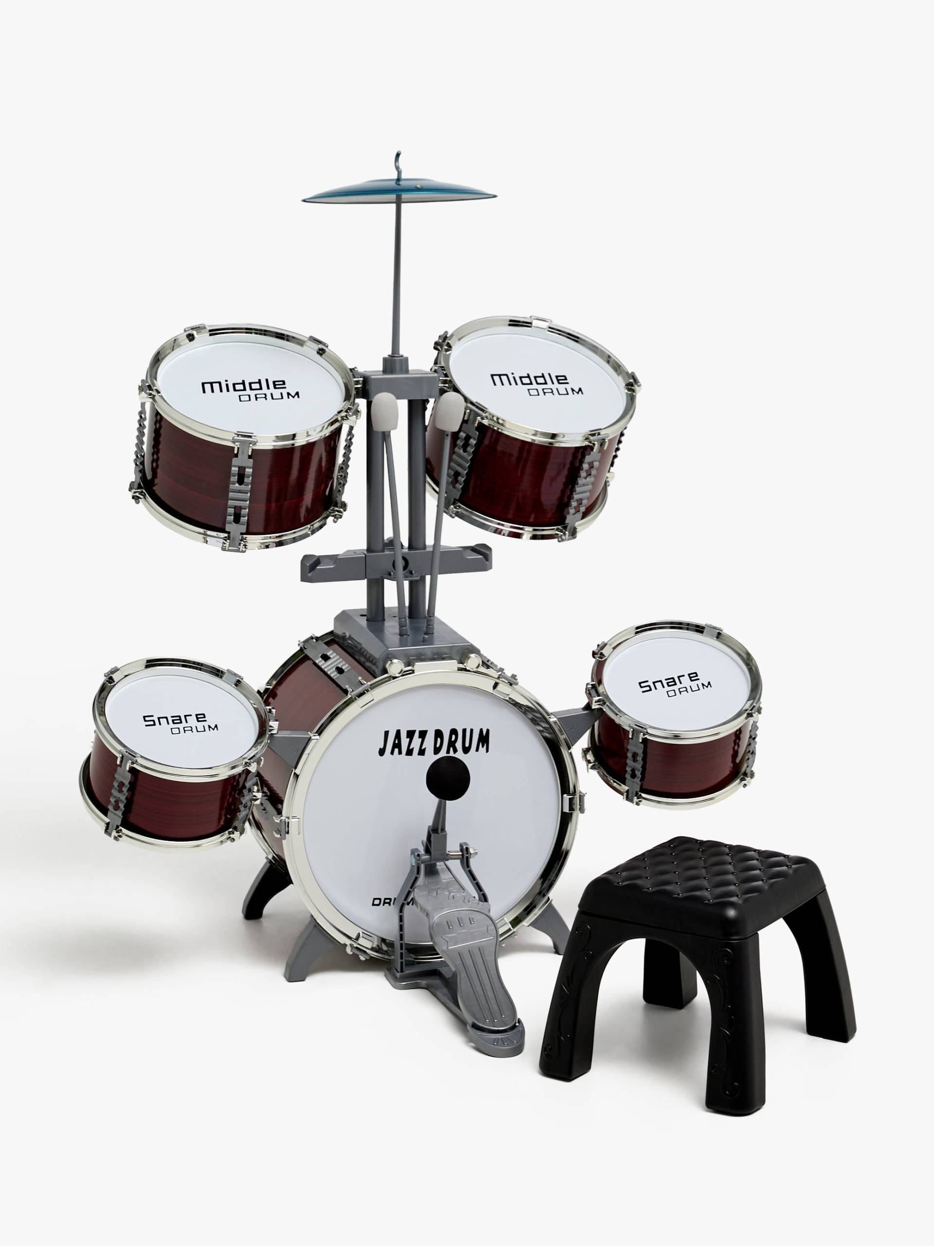 Cloudberry Castle Jazzdrum Trommelset für Kinder mit Hocker, Weinrot von Cloudberry Castle