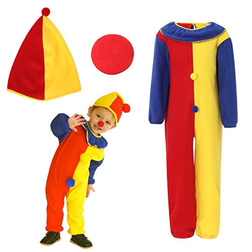 Cloudkids - Lustiger Clown Kostüm für Kinder Mädchen Halloween Kostüm Langarm Kostüm Cosplay Party Kostüm für Alter 3-4 Jahre alt von Cloudkids