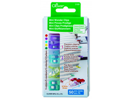 Clover Mini Stoffklammern Farbenmix - 50 Stk von Clover