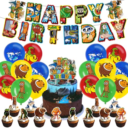Anime Geburtstag Party Dekoration, Party Supplies Happy Birthday Banner, Latexballons, Cake Topper, Cupcake Toppers für Kinder von CloverCy