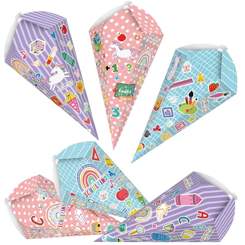 CloverCy Geschwisterschultüte, 6Stück Schultüte zur Einschulung Mädchen, klein Faltbare Zuckertüte, Geschenkverpackung für Schulanfänger, Geschwister Schultüte für Einschulung Schulanfang Geschenk CloverCy Geschwisterschultüte, 6Stück Schultüte zur Einschulung Mädchen, klein Faltbare Zuckertüte, Geschenkverpackung für Schulanfänger, Geschwister Schultüte für Einschulung Schulanfang Geschenk von CloverCy